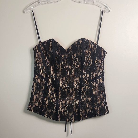 Guess Black/Nude Lace Strapless Corset, Size M ~ EUC - Picture 3 of 12